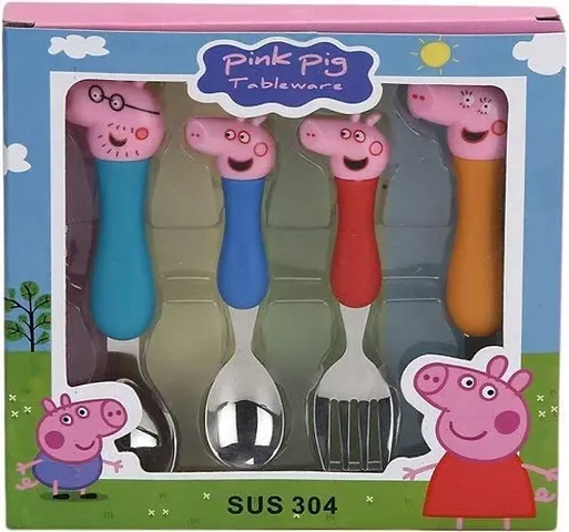 Stainless Steel Carto Perfect for Gifting (Multicolor) - Set of 4 (Peppa Pig)