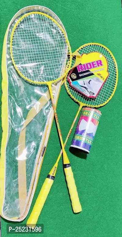 Dixon Double Shaft Badminton Set of 2 Racket and 1 transparent Cover with 3 Shuttle