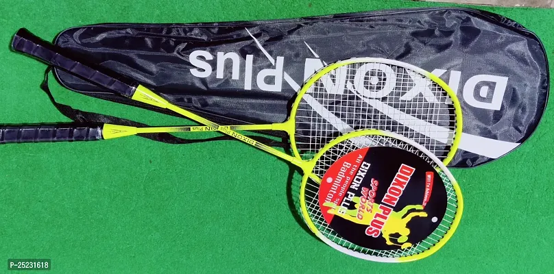 Dixon Double Shaft Badminton Set of 2 Racket and 1 transparent Cover