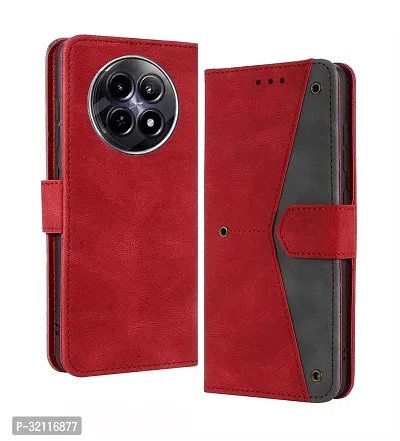 Stylish Red Leather Flip Cover For Realme 12/12x/Narzo 70x 5G