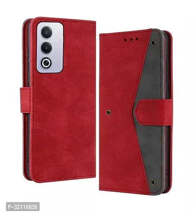 Stylish Red Leather Flip Cover For Oppo A3 Pro 5G-thumb0