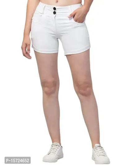 Elegant Denim Solid Regular Shorts For Women-thumb0