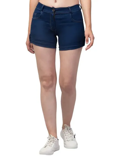 Elegant Solid Regular Shorts For Women