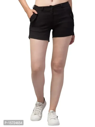 Elegant Denim Solid Regular Shorts For Women