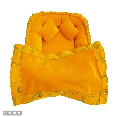 Laddu Gopal ji Bisster Bed  Square Yellow Design