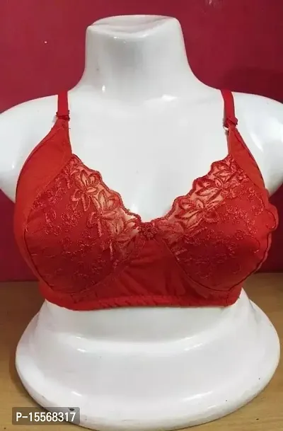 Beautifull Front Pallu-Lace Bra, soft fabric bra-ORANGE