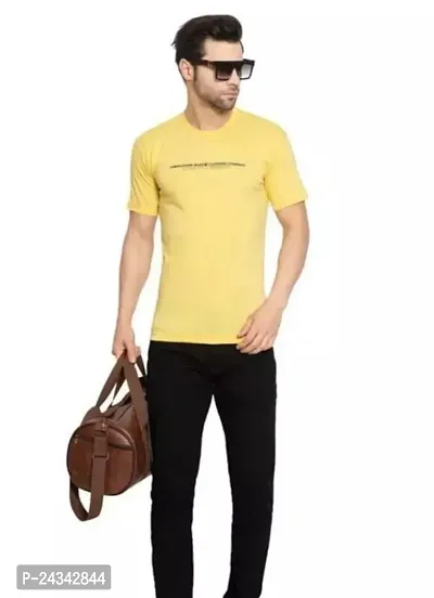 Comfortable Yellow Cotton Tees For Men-thumb0