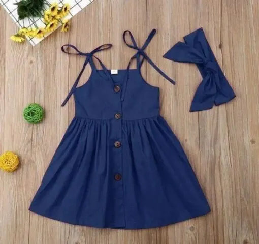 Cute Solid A-Line Frock For Baby Girls