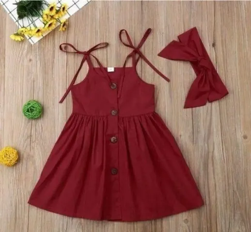 Solid Rayon Dress for Girls