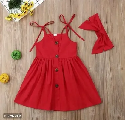 Cute Cotton Solid A-Line Frock For Baby Girls-thumb0