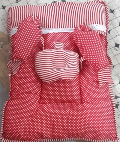 Premium Red Cotton Baby Bedding Set (4 Piece Set)