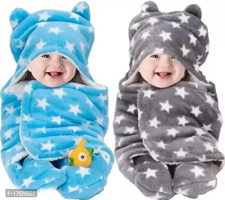 Baby blankets New born Hooded Wearable Wrapper(pack of 2pc)-thumb0