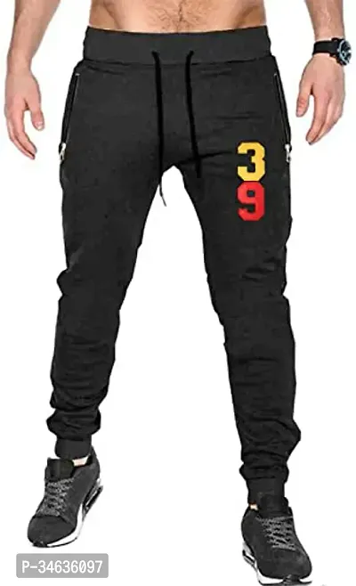 Fabulous Grey Cotton Blend Printed Joggers For Men