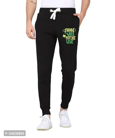 Fabulous Black Cotton Blend Printed Joggers For Men-thumb0