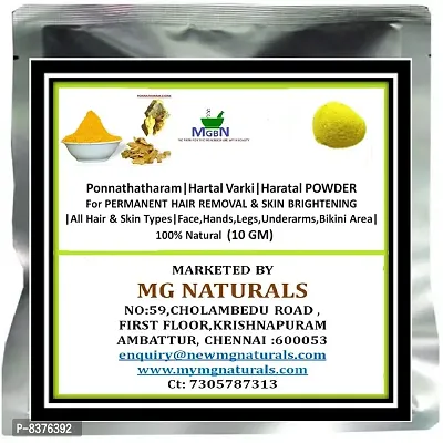 MGBN Ponnathatharam|Hartal Varki|Haratal POWDER For PERMANENT HAIR REMOVAL  SKIN BRIGHTENING|All Hair  Skin Types|Face,Hands,Legs,Underarms,Bikini Area|100% Natural (10 GM Gm)