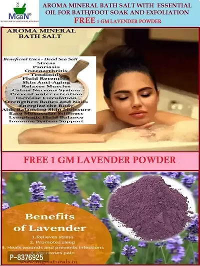 Aroma mineral bath salt with lemon grass essential oil for bath/foot soak and exfoliation 1 kg (Free 1 gm Lavender Powder)-thumb2