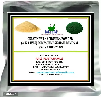 GELATIN WITH SPIRULINA POWDER (2 IN 1 USES) FOR FACE MASK/HAIR REMOVAL (SKIN CARE) 25 GM-thumb0