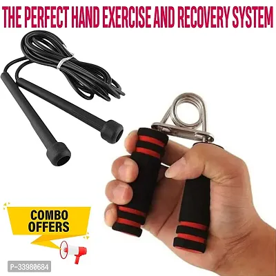 Ajustable Skipping Rope  with Hand Gripper Combo Pack for Men, Women,Men.