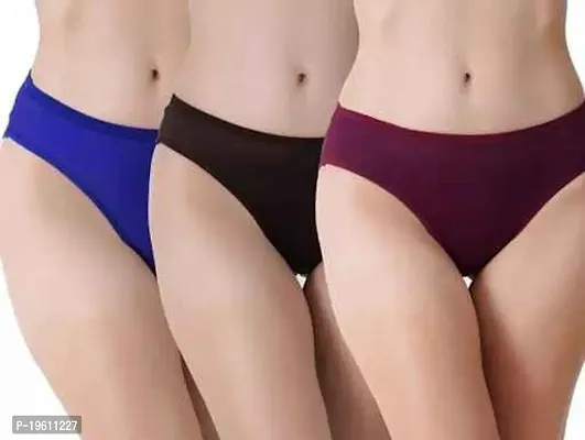 Stylish Fancy Cotton Solid Panty For Women Pack Of 3