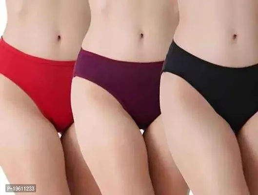 Stylish Fancy Cotton Solid Panty For Women Pack Of 3