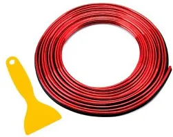 Love Me Metallic Red Chrome Interior Decoration Beading, Flexible Styling PVC Moulding Strip (5 Meters) Car Beading Roll (Set Of 2)-thumb2