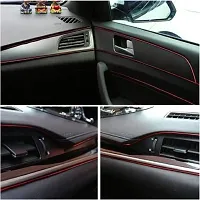 Love Me Metallic Red Chrome Interior Decoration Beading, Flexible Styling PVC Moulding Strip (5 Meters) Car Beading Roll (Set Of 2)-thumb1