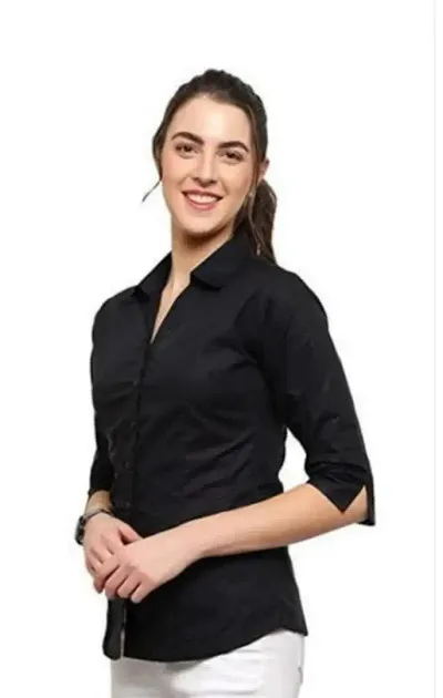 ORGANIC CLEANSE Women Slim Fit Solid Cotton Casual/Formal Shirts for Women Office Wear