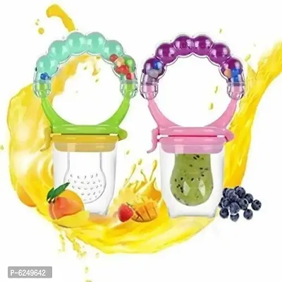 Baby Fruit And Food Nibbler Feeding Pacifier Feeder With Rattle Pack Of 2 Pieces (Assorted Color)-thumb0