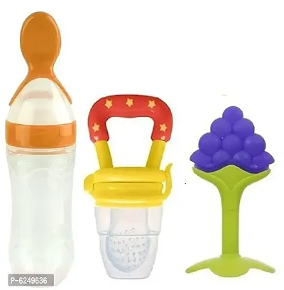 Baby Spoon Feeder With Vegetable Fruit Nibbler And Teether Pack Of 3-thumb0