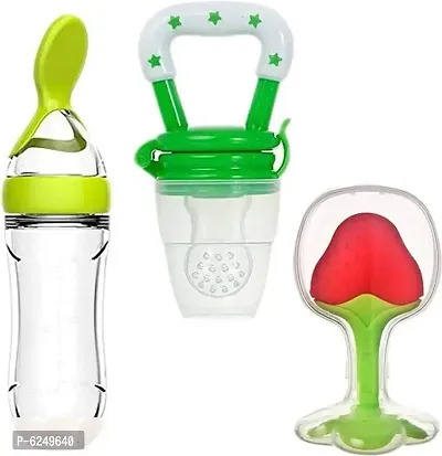 Baby Spoon Feeder With Vegetable Fruit Nibbler And Teether Pack Of 3-thumb0