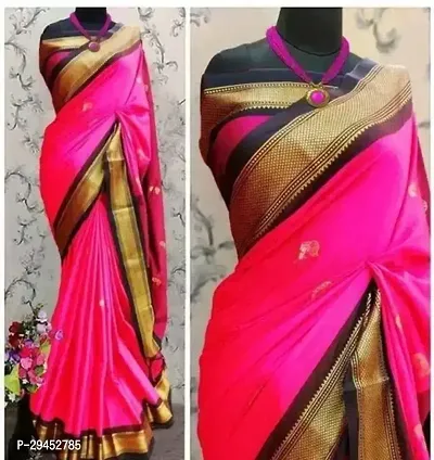 Stylish Cotton Silk Pink Printed Saree with Blouse piece-thumb0