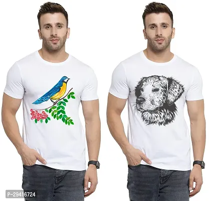 Comfortable White Polycotton Tees For Men Pack Of 2