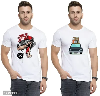 Comfortable White Polycotton Tees For Men Pack Of 2