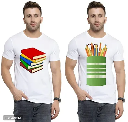 Stylish White Polycotton T-Shirt For Men Pack Of 2