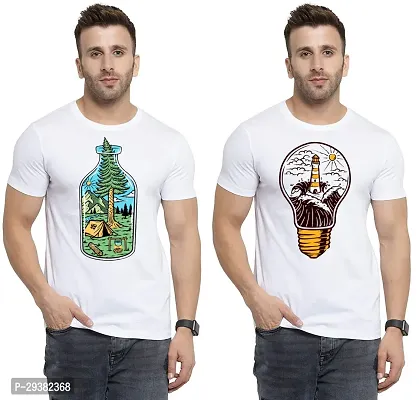 Reliable White Polycotton Printed T-Shirt For Men Pack Of 2-thumb0