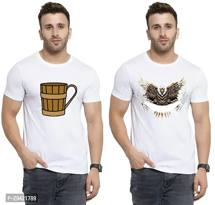 Stylish White Polycotton T-Shirt For Men Pack Of 2