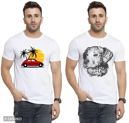 Reliable White Polycotton Printed T-Shirt For Men Pack Of 2-thumb0