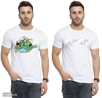 Comfortable White Polycotton Tees For Men Pack Of 2-thumb0