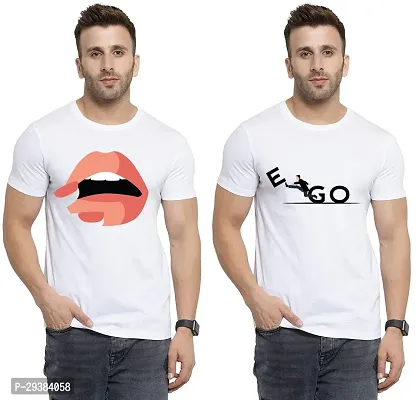 Reliable White Polycotton Printed T-Shirt For Men Pack Of 2-thumb0