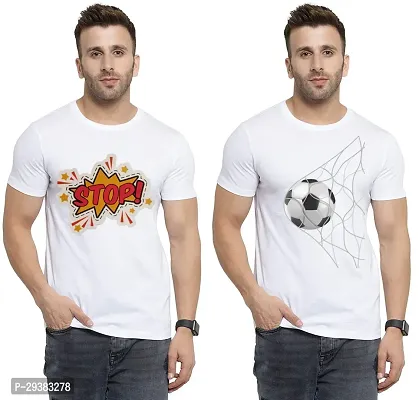 Reliable White Polycotton Printed T-Shirt For Men Pack Of 2-thumb0