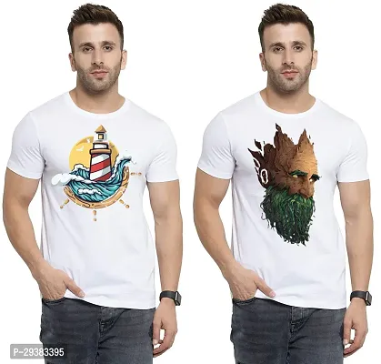 Reliable White Polycotton Printed T-Shirt For Men Pack Of 2-thumb0