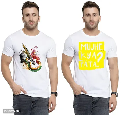 Stylish White Polycotton T-Shirt For Men Pack Of 2