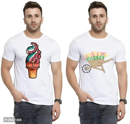 Stylish White Polycotton T-Shirt For Men Pack Of 2-thumb0