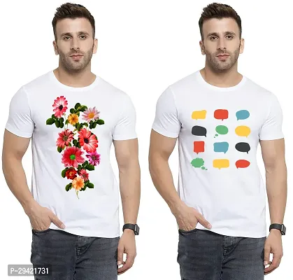 Stylish White Polycotton T-Shirt For Men Pack Of 2-thumb0