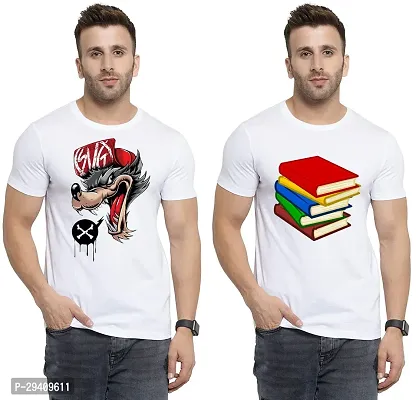 Comfortable White Polycotton Tees For Men Pack Of 2