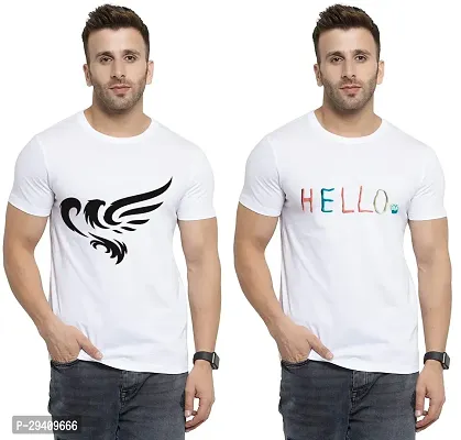 Comfortable White Polycotton Tees For Men Pack Of 2