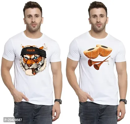 Stylish White Polycotton T-Shirt For Men Pack Of 2