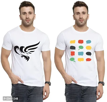 Comfortable White Polycotton Tees For Men Pack Of 2