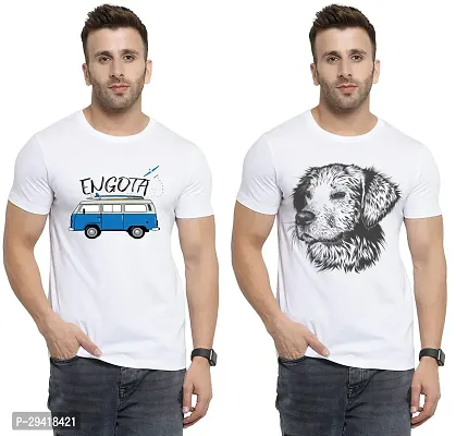 Stylish White Polycotton T-Shirt For Men Pack Of 2