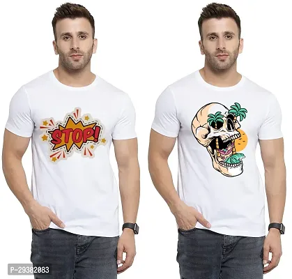 Reliable White Polycotton Printed T-Shirt For Men Pack Of 2-thumb0